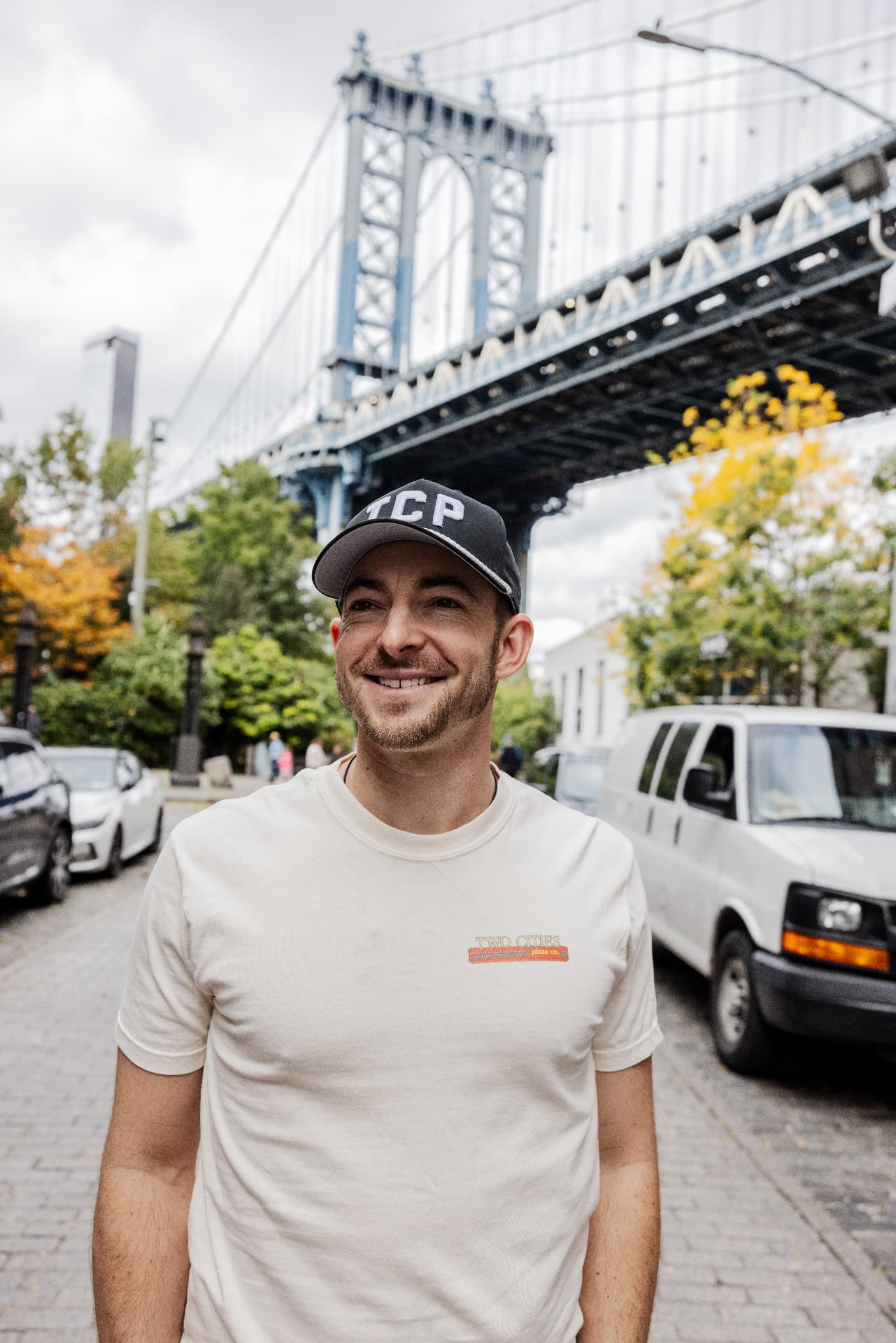 Sean Spurlock beneath the Manhattan Bridge in Brooklyn